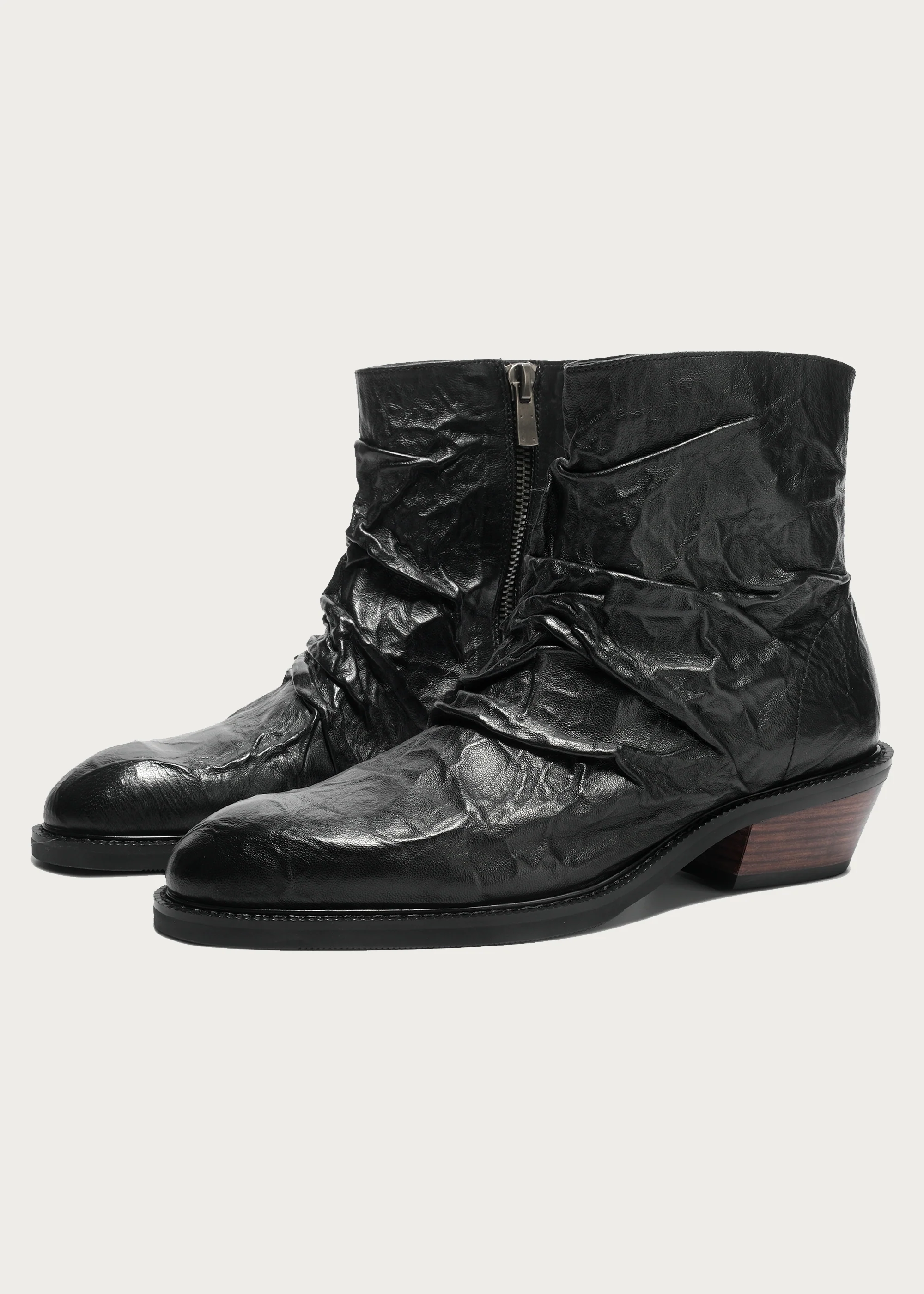 Ankle boots Metallic-texture Ruched Sheepskin - Image 4