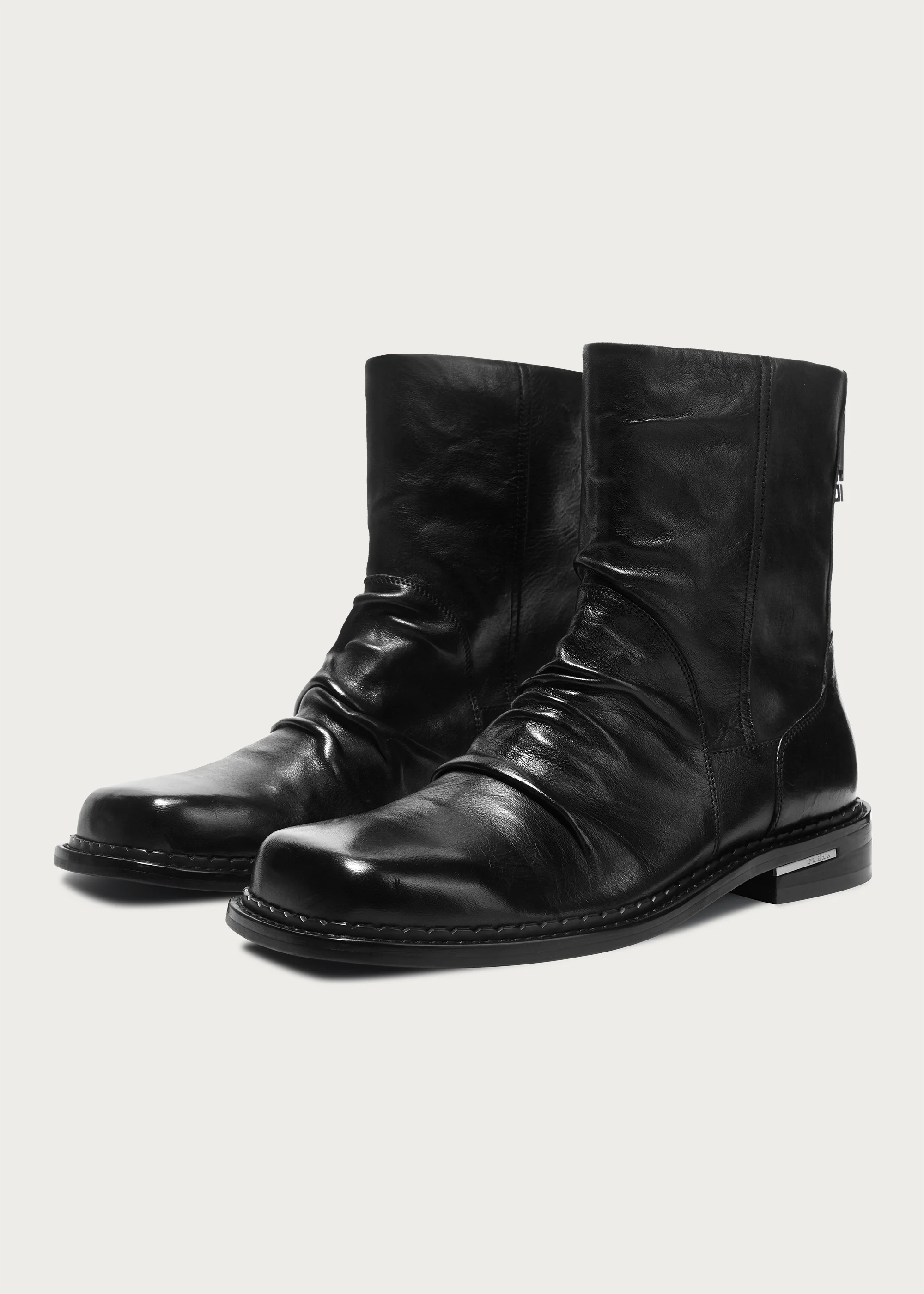 Ankle boots Square-toe Ruched Washed-horsehide - Image 3
