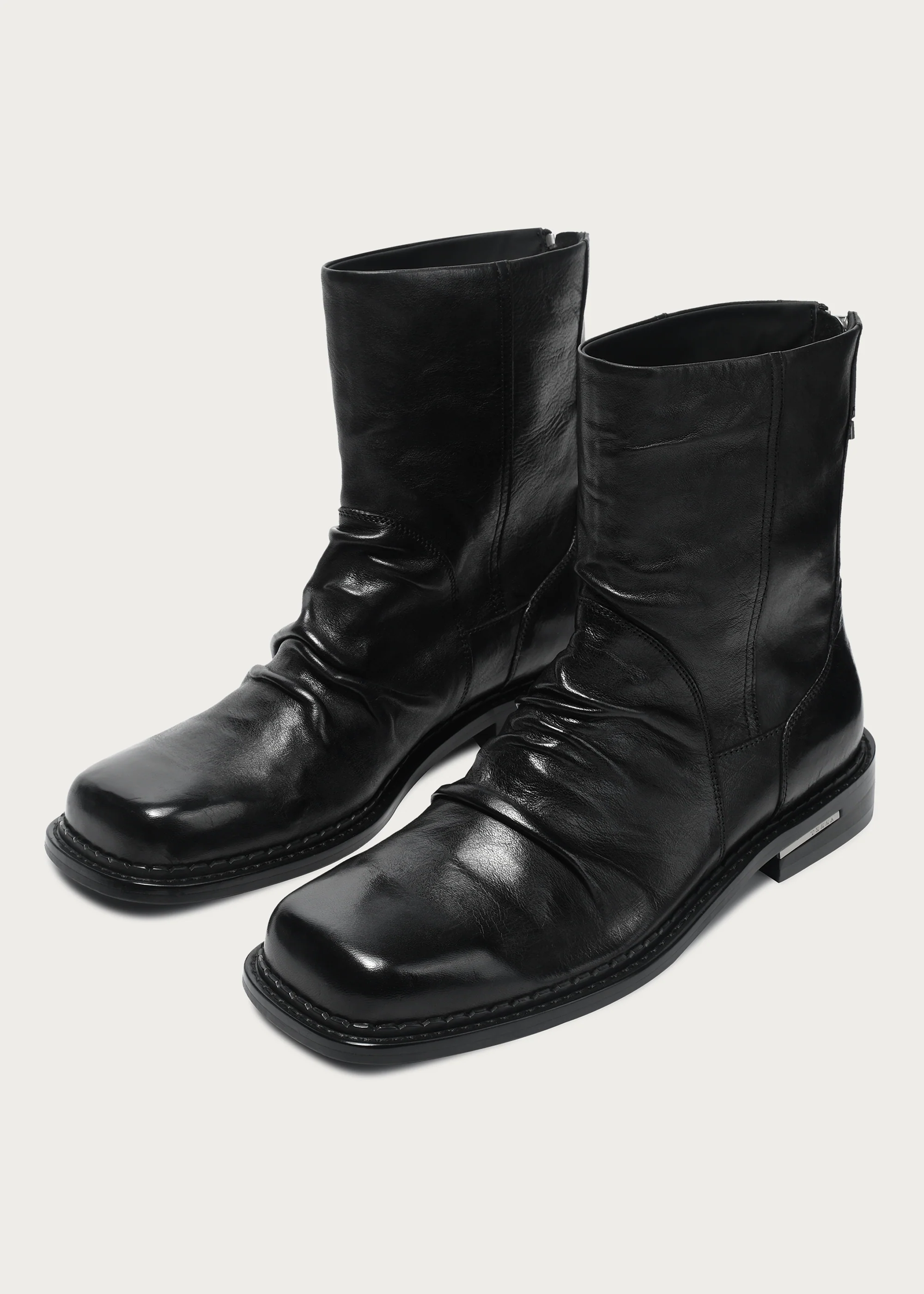 Ankle boots Square-toe Ruched Washed-horsehide - Image 9