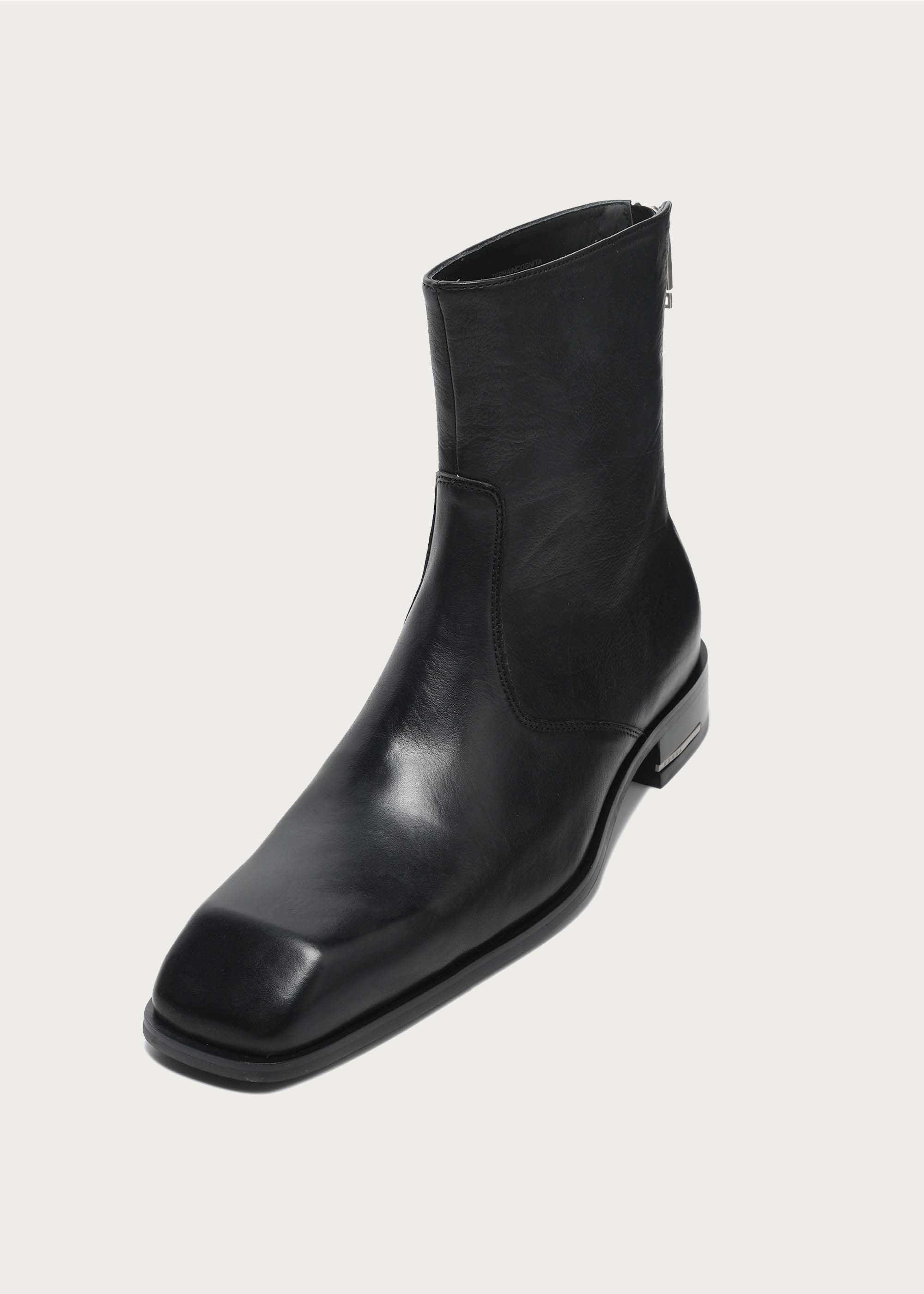 Beveled Square-toe Horsehide Ankle boots Black - Image 3