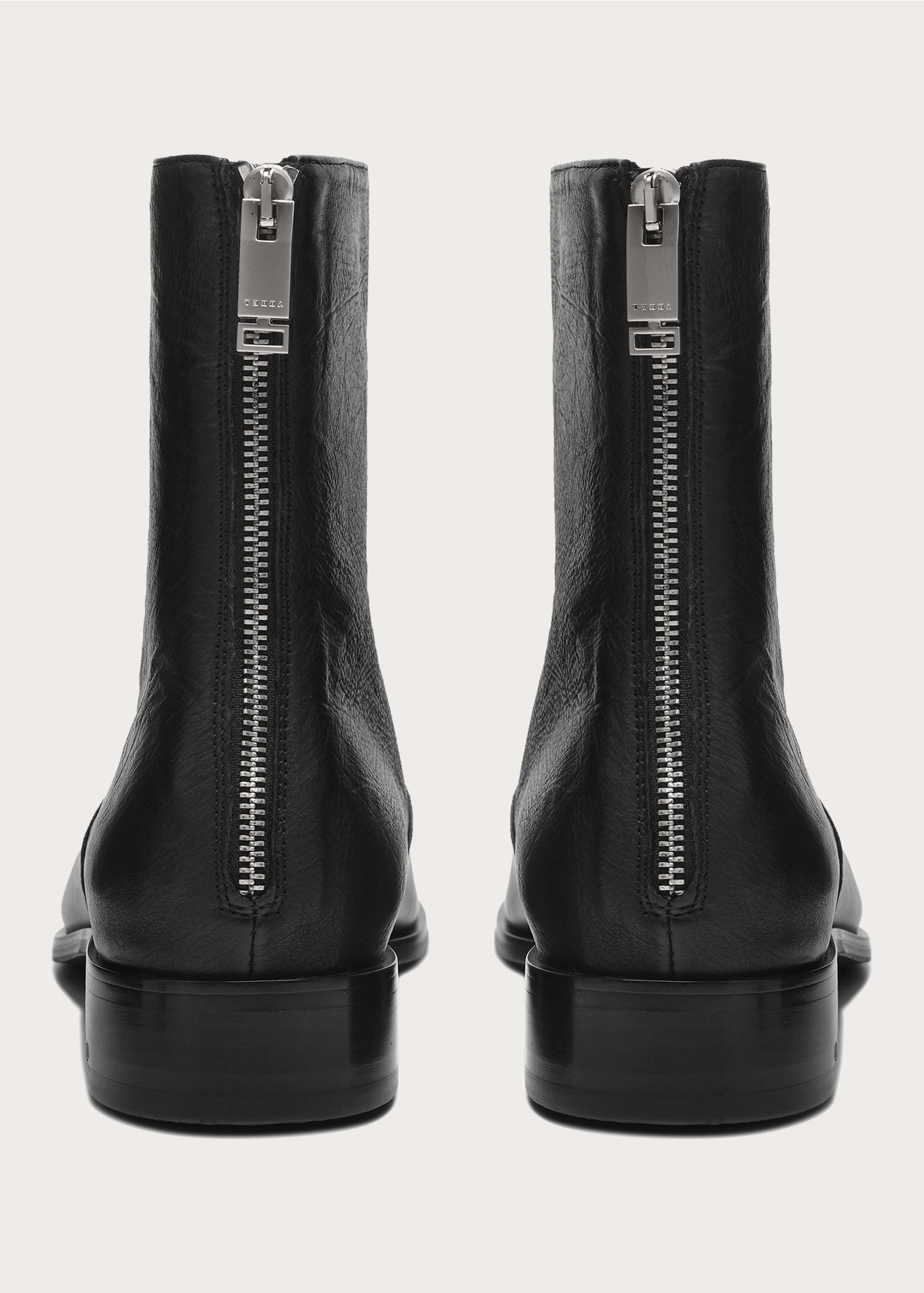 Beveled Square-toe Horsehide Ankle boots Black - Image 8