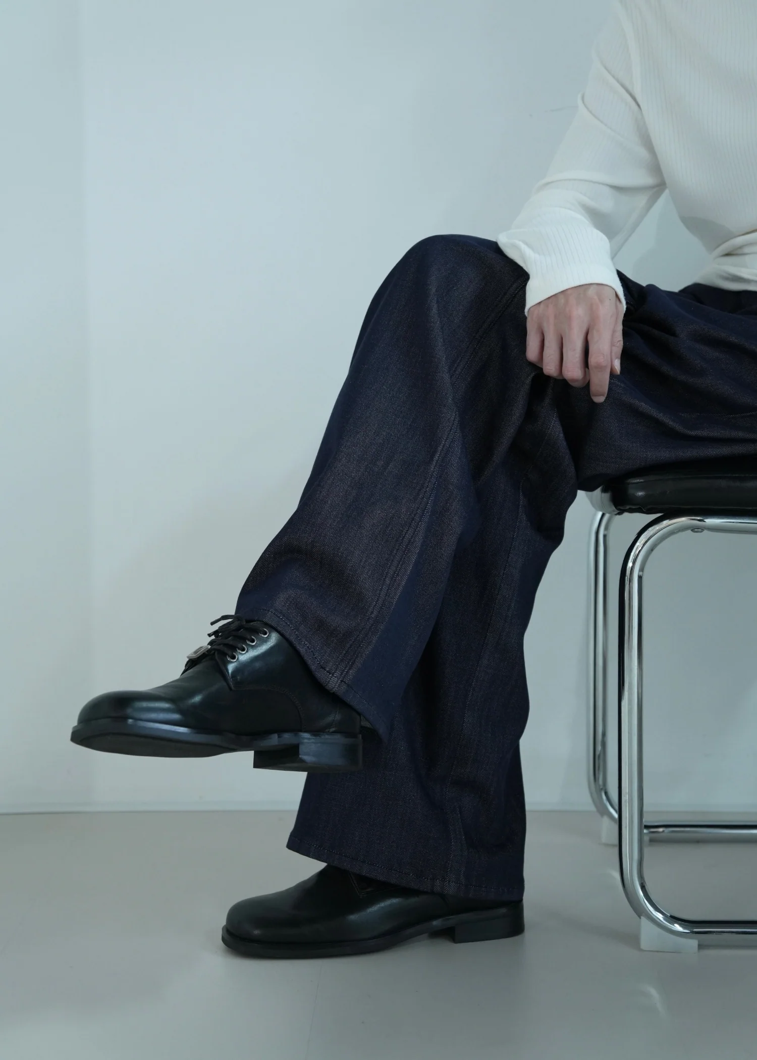 【Pre-sale 15 days】Leather Derby shoes Black - Image 3