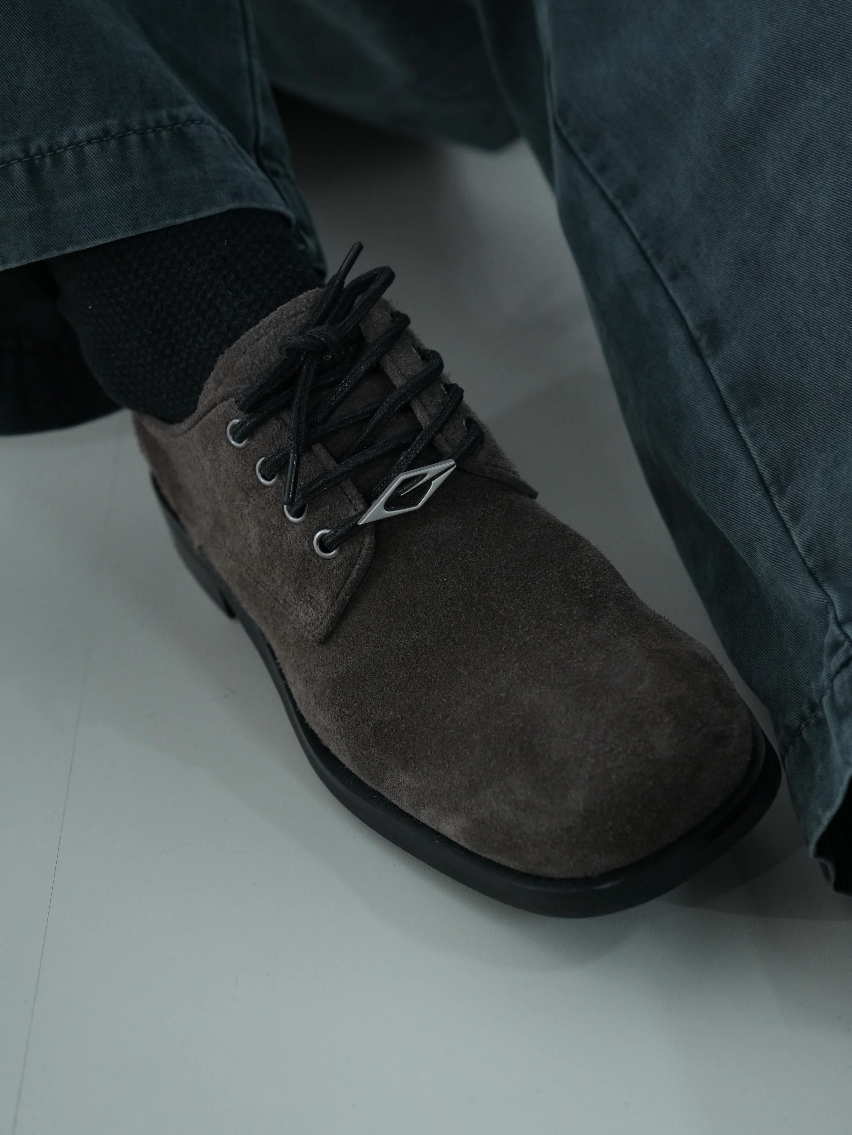 Leather Derby shoes Brownish gray - Image 15