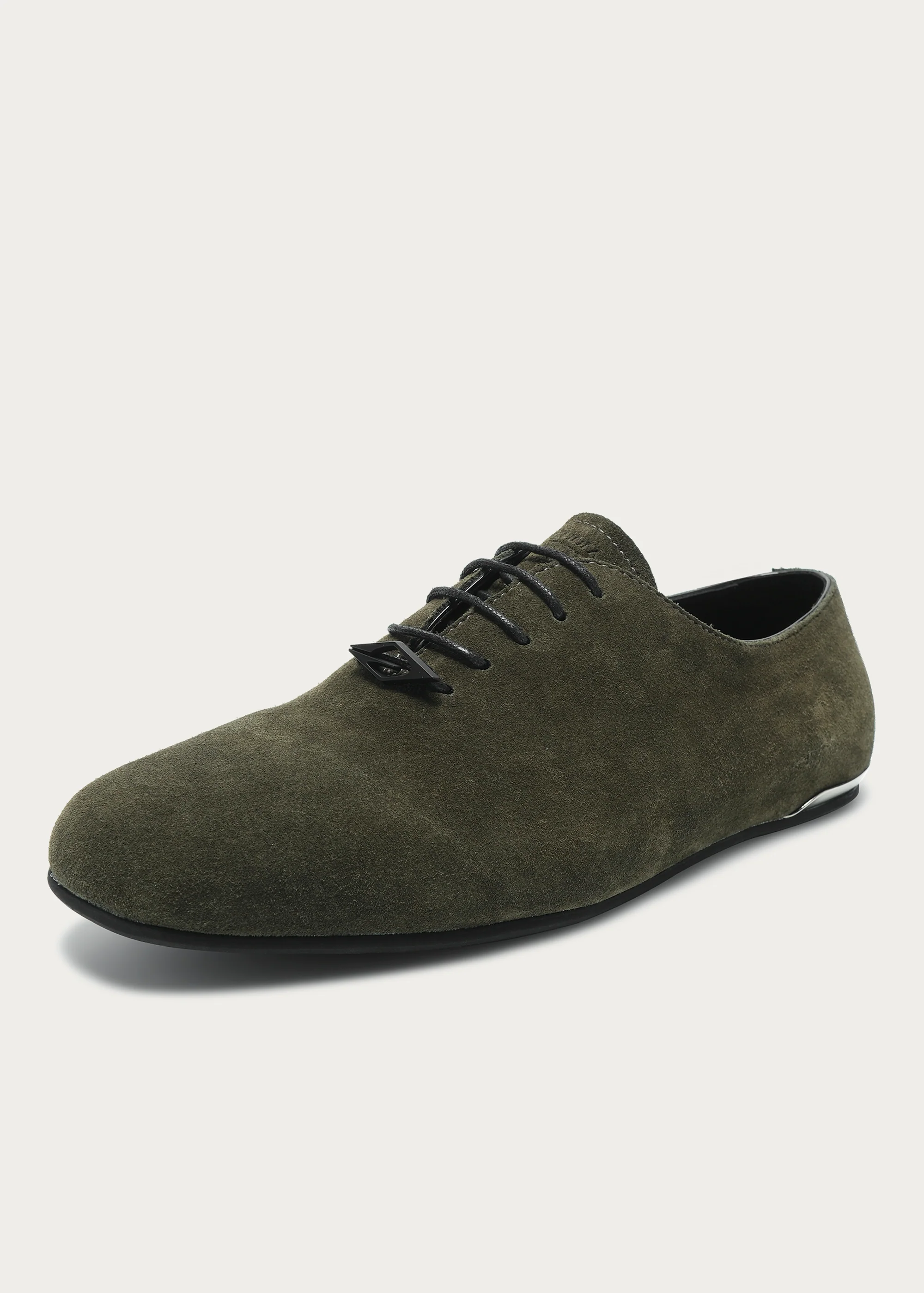 Leather shoes Thin-soled Suede Army green - Image 7